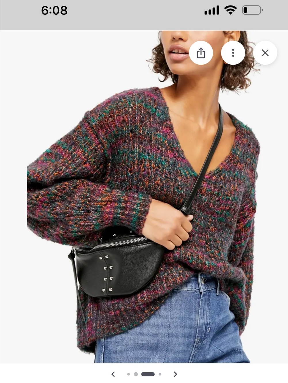Free People Highland V Neck Sweater Chunky Open Knit Boxy size XS